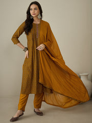 Women Ethnic Motifs Embroidered Pleated Beads and Stones Kurta with Trousers & With