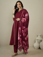 Women Ethnic Motifs Embroidered Panelled Sequinned Kurta with Trousers & With Dupatta