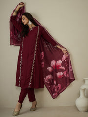 Women Ethnic Motifs Embroidered Panelled Sequinned Kurta with Trousers & With Dupatta