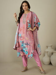 Women Floral Printed Regular Sequinned Kurta with Trousers & With Dupatta