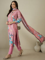 Women Floral Printed Regular Sequinned Kurta with Trousers & With Dupatta