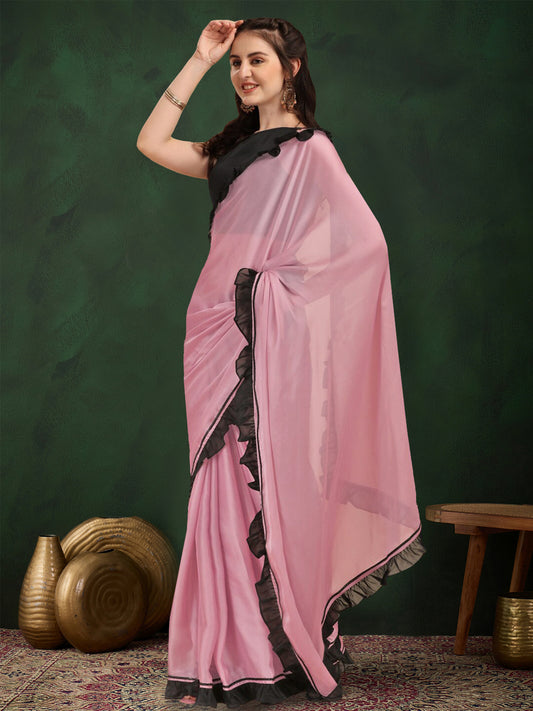 Ruffle Saree With Blouse Piece