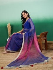 Embroidered Saree With Tasseled Border