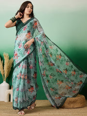 Floral Printed Organza Sarees