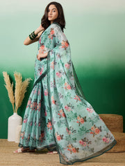 Floral Printed Organza Sarees