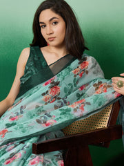 Floral Printed Organza Sarees