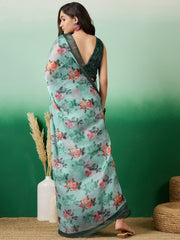 Floral Printed Organza Sarees