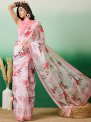 Floral Printed Saree With Blouse Piece