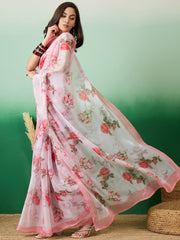 Floral Printed Saree With Blouse Piece