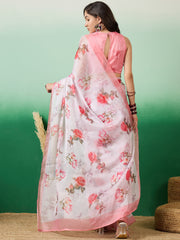 Floral Printed Saree With Blouse Piece