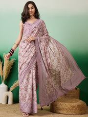 Printed & Embroidered Saree With Blouse Piece