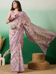 Printed & Embroidered Saree With Blouse Piece