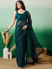 Teal Green Embellished Sarees