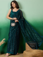 Teal Green Embellished Sarees