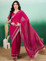 Floral Zari & Sequinned Embroidered Saree