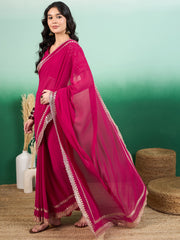 Floral Zari & Sequinned Embroidered Saree