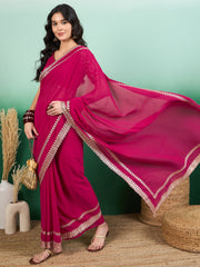 Floral Zari & Sequinned Embroidered Saree