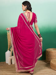 Floral Zari & Sequinned Embroidered Saree