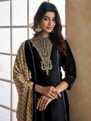 Floral Embroidered Yoke Design Kurta with Trousers & Dupatta