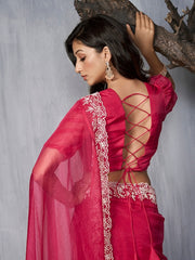 Floral Embroidered Organza Saree