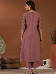 Pink Yoke Design Sequinned Empire A-Line Kurta With Trouser