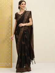 Black & Brown Ethnic Motifs Beads and Stones Jashn Saree