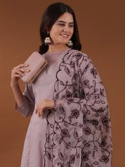 Lavender Empire A-Line Kurta With Trousers & Dupatta