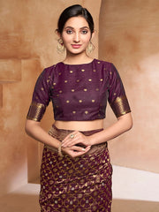 Purple Ethnic Motif Woven Design Zari Saree