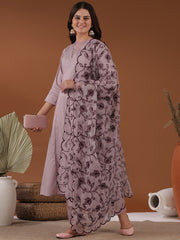 Lavender Empire A-Line Kurta With Trousers & Dupatta