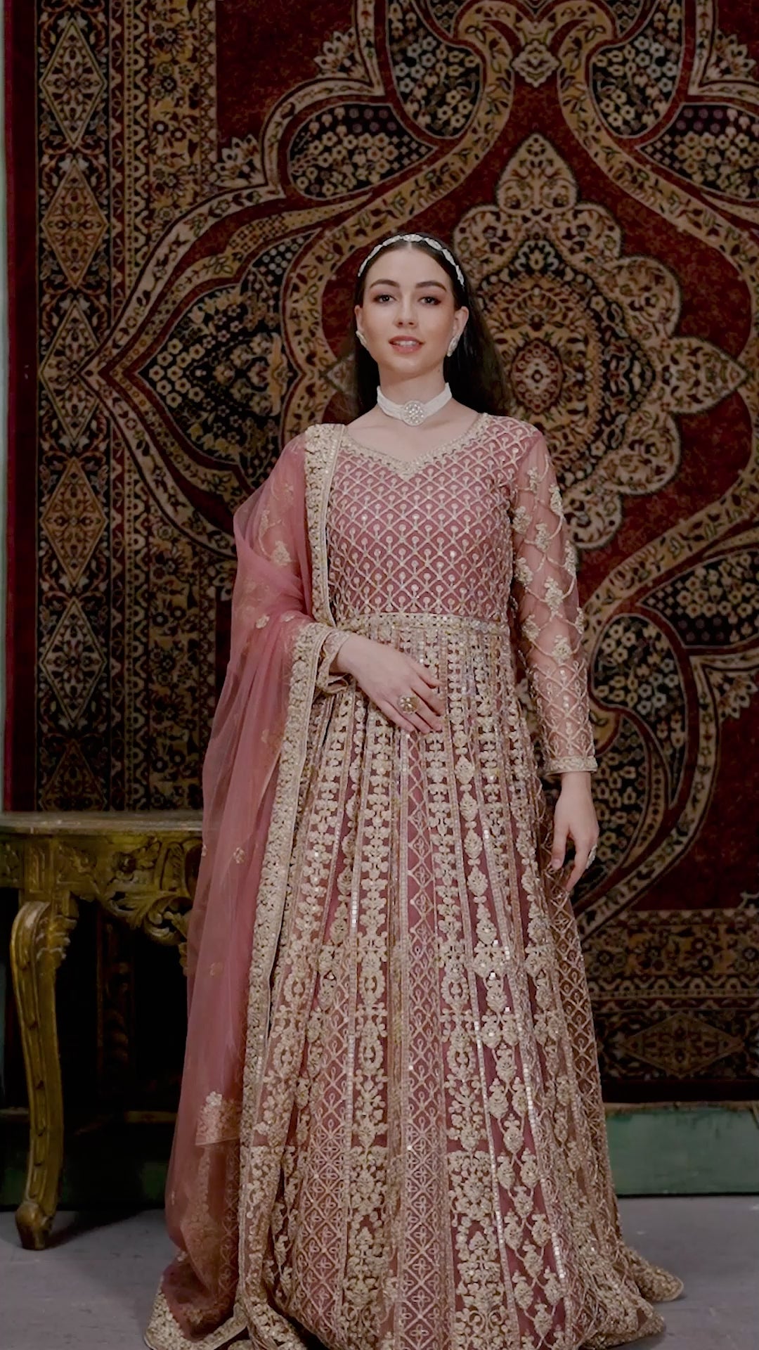 Blush Pink Traditional Embroidery Wedding Anarkali Suit