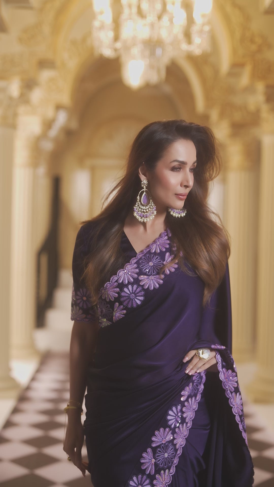 Malaika Arora Sequinned Satin Saree