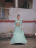 Sea green Organza Sequins embroidery Semi-Stitched Lehenga choli & Dupatta