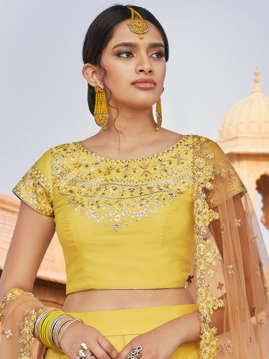 Yellow Net Designer Lehenga Choli