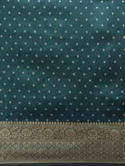 Bottle Green Polka Dot Zari Woven Banarasi Saree