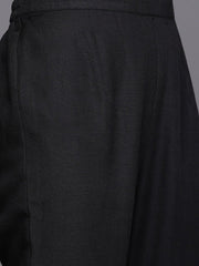 Black and Golden Solid Kaftan Kurta with Pants - inddus-us