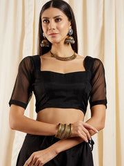 Black Gotta Patti Organza Saree - Inddus.com