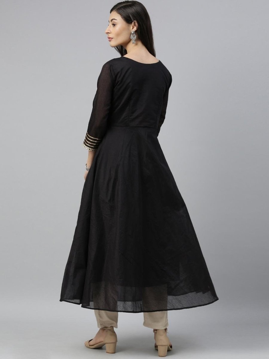 Black Mirror Embellished Anarkali Kurta - Inddus.com