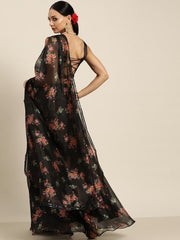 Black & Multicoloured Semi-Stitched Lehenga & Unstitched Blouse With Dupatta - Inddus.com