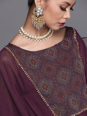 Deep Wine Embroidered Kaftan Kurta - inddus-us