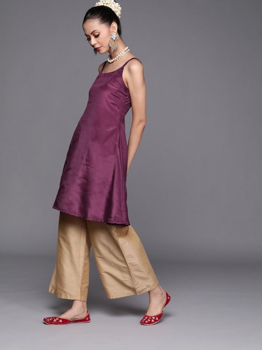 Deep Wine Embroidered Kaftan Kurta - inddus-us