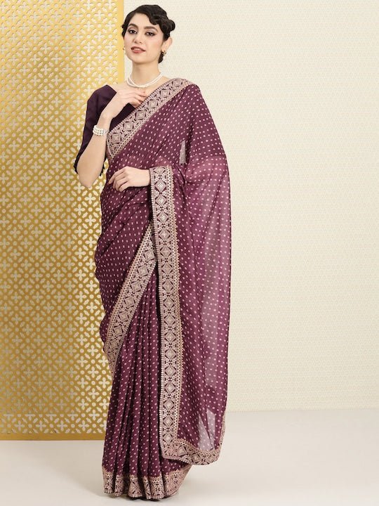 Embroidered Gotta Patti Bandhani Saree