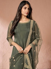 Embroidered Kurta with Trousers & Dupatta - Inddus.com