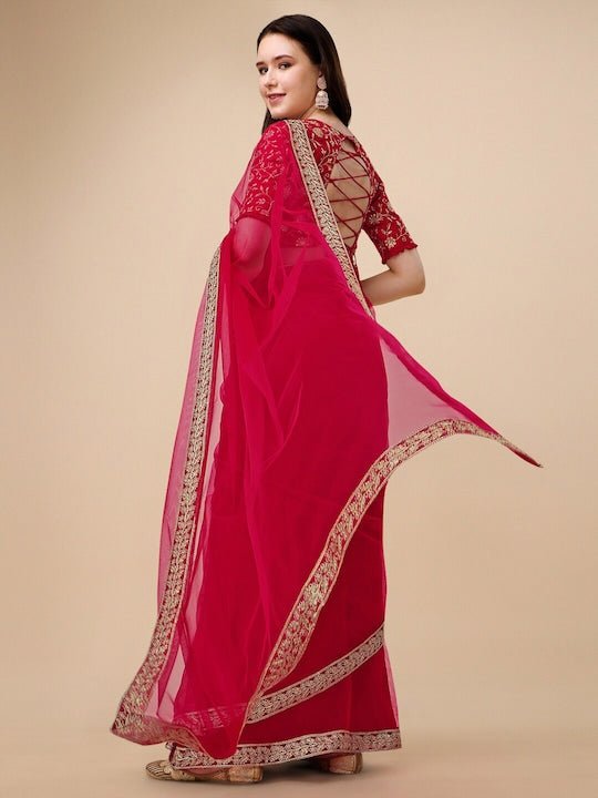 Embroidered Net Saree