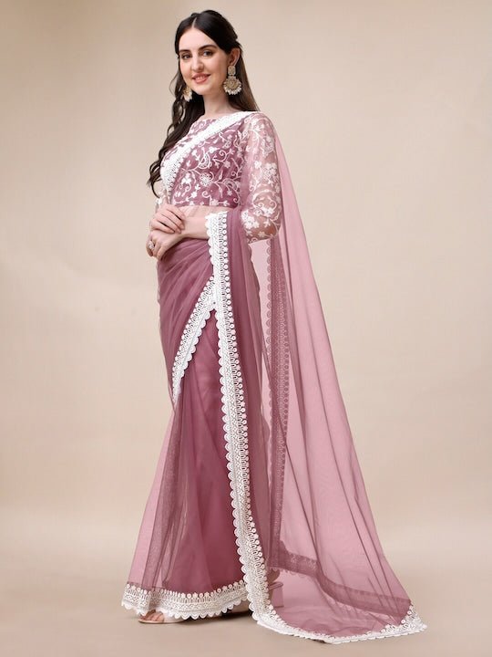 Embroidered Net Saree