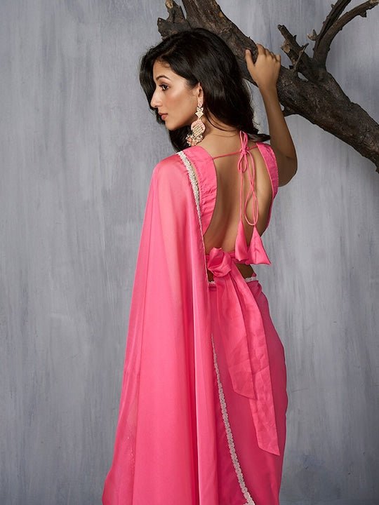 Embroidered Organza Saree - Inddus.com