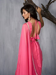 Embroidered Organza Saree - Inddus.com