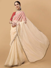 Embroidered Organza Saree - Inddus.com