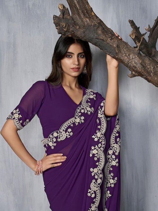 Embroidered Saree - Inddus.com