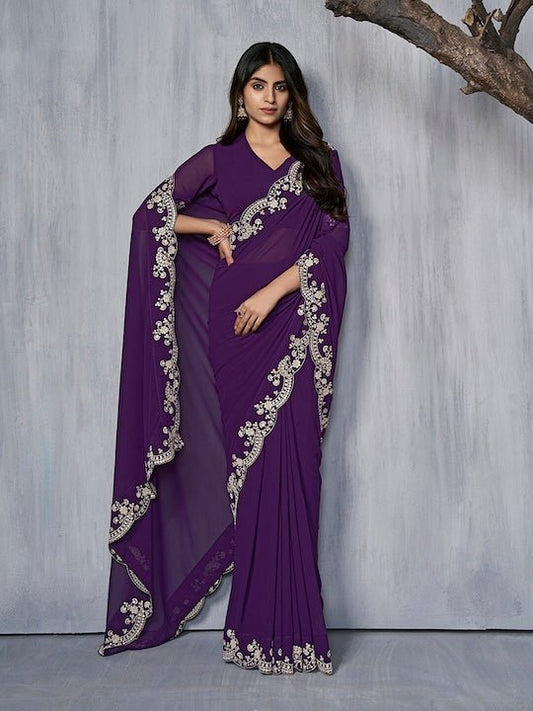 Embroidered Saree - Inddus.com