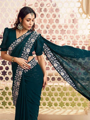 Embroidered Sequinned Saree - Inddus.com